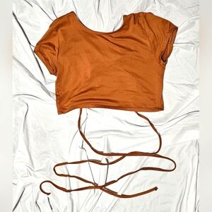 Rue 21 Dark Orange Wrap Around Crop Top
